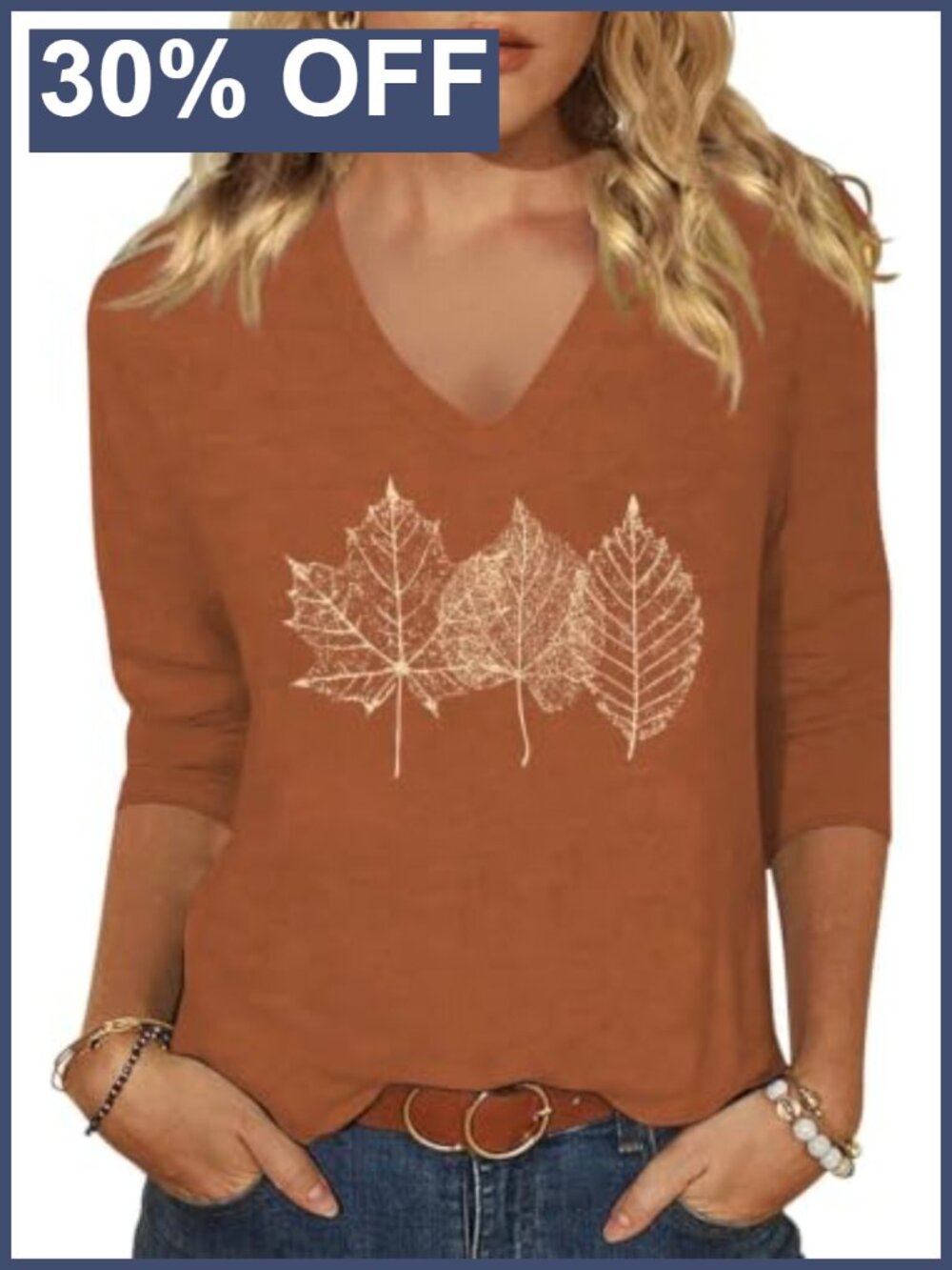 Womens 3/4 Sleeve V Neck Plaid Pumpkin Graphic Tee Fall Halloween Thanksgiving